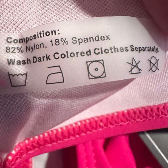 Zaful Pink One Shoulder Bikini Set Bow Tie Top High Waist Bottoms Woman’s Large - Picture 4 of 6